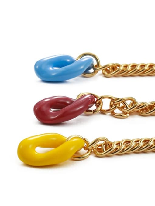 Five Color Brass Enamel Geometric Minimalist Link Bracelet 2