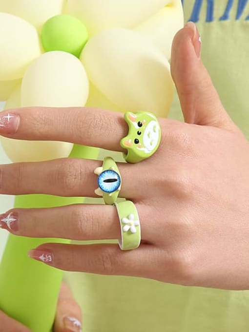Five Color Alloy Enamel Multi Color Evil Eye Minimalist Band Ring 1