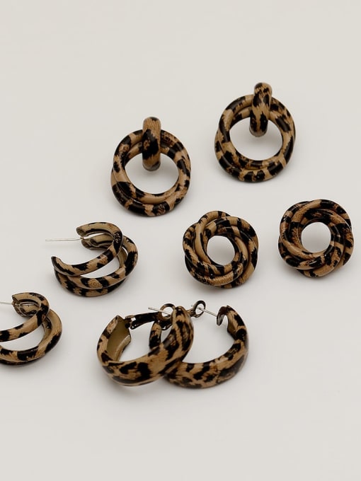 HYACINTH Brass Leather Geometric Vintage Drop Trend Korean Fashion Earring 0