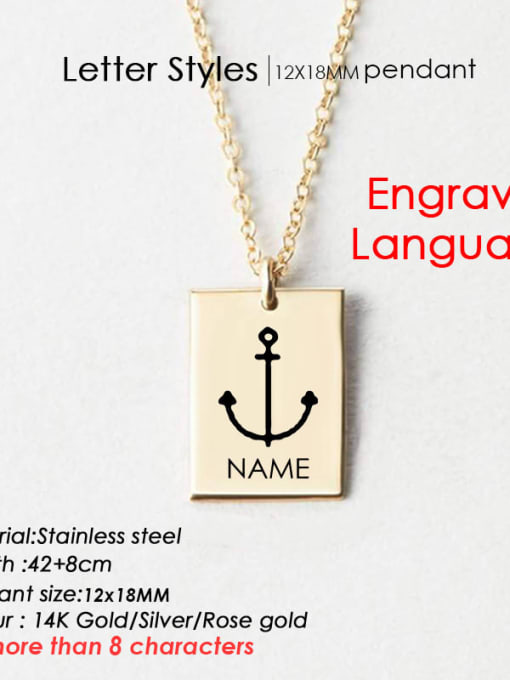 Rose Gold GX 114 Stainless steel  Minimalist engrave language geometry Pendant Necklace