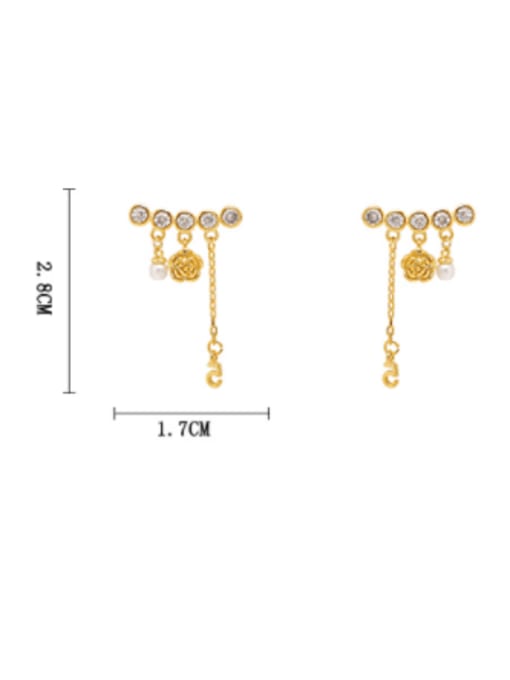HYACINTH Brass Rhinestone Tassel Minimalist Drop Earring 1