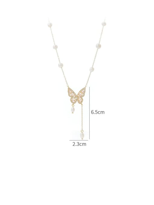 YOUH Brass Cubic Zirconia Butterfly  Dainty Lariat Necklace 2
