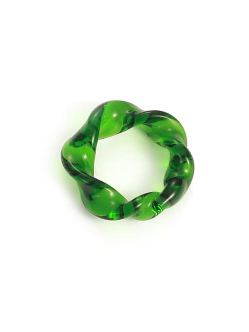 Five Color Hand Green Glass  Twist  Geometric Trend Band Ring 4