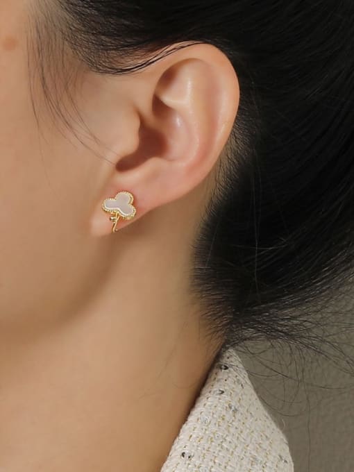 HYACINTH Brass Shell Flower Cute Clip Earring 1