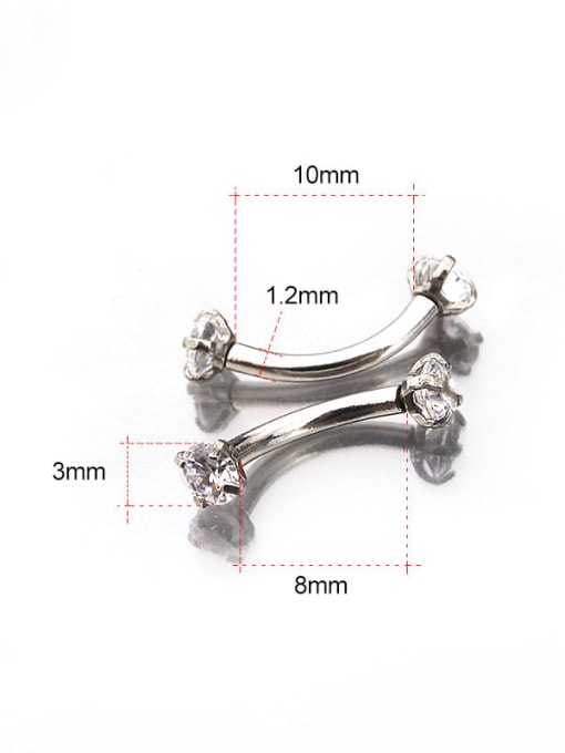 HISON Stainless steel Cubic Zirconia Geometric Cute Lip Rings&Lip studs (Single-Only One) 4