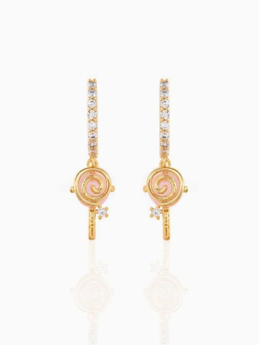 Golden lollipop Brass Opal Irregular Cute Stud Earring