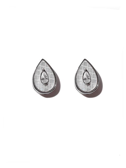 Drop Brass Cubic Zirconia Water Drop Minimalist Stud Earring