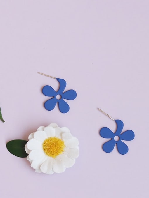 Five Color Alloy Enamel Flower Cute Stud Earring