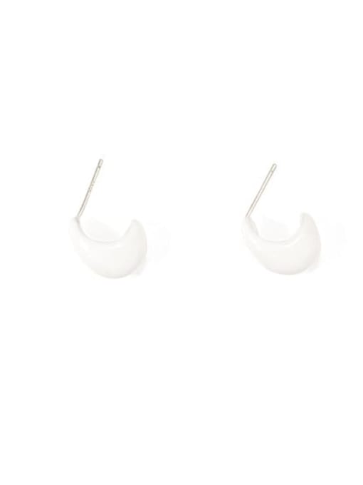 White Earrings Brass Enamel Geometric Minimalist Stud Earring