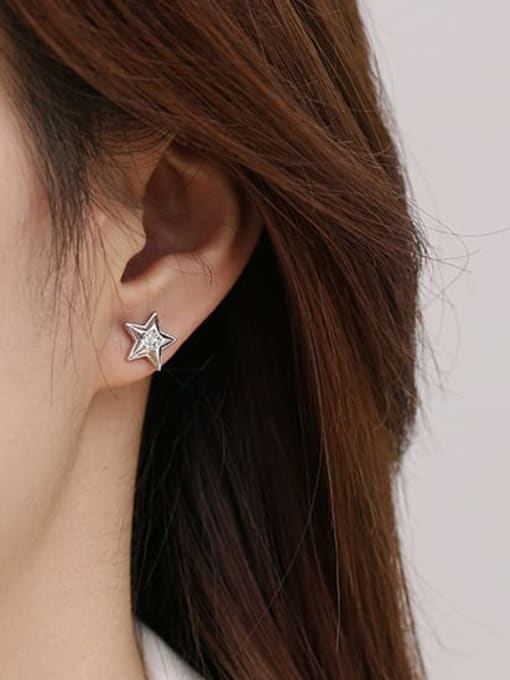 ACCA Brass Rhinestone Star Minimalist Stud Earring 1