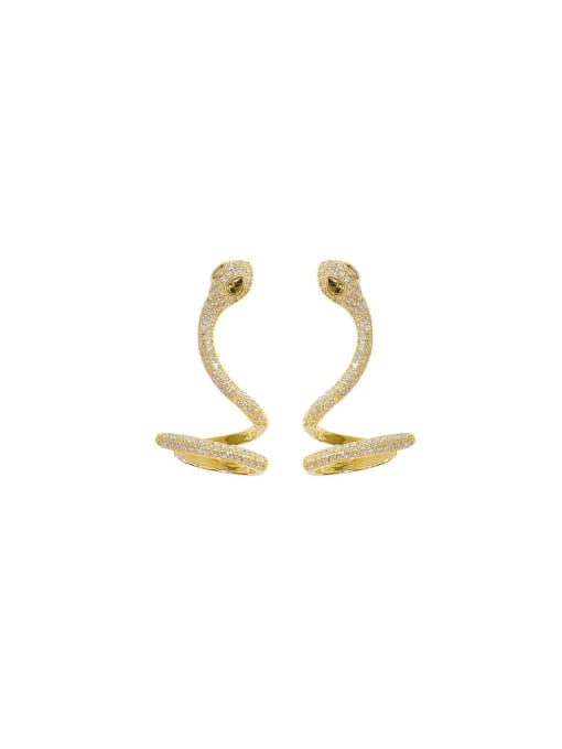 YOUH Brass Cubic Zirconia Snake Statement Stud Earring 0