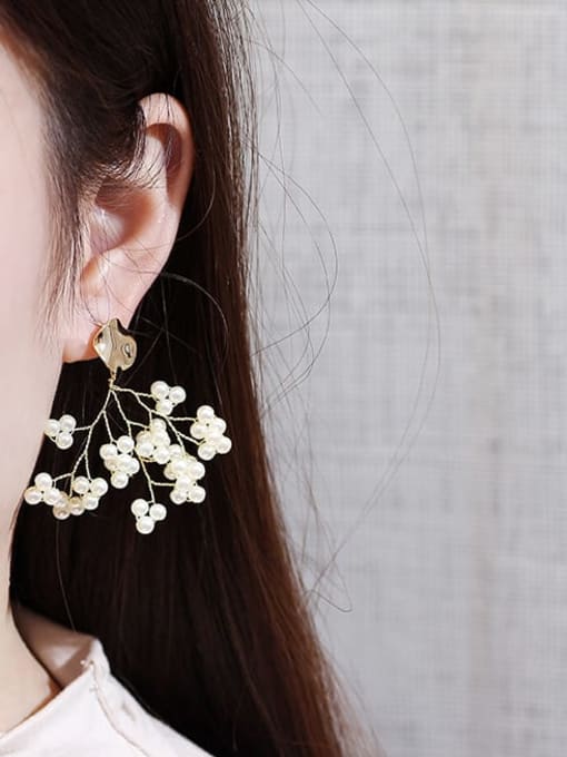 HYACINTH Copper Imitation Pearl Tree Bohemia Drop Trend Korean Fashion Earring 1