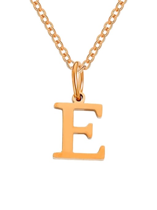 E Rose Gold Stainless steel Letter Minimalist Necklace