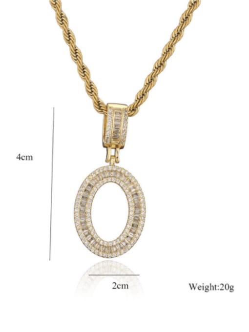 AOG Brass Cubic Zirconia  Vintage  Letter  Pendant Necklace 4