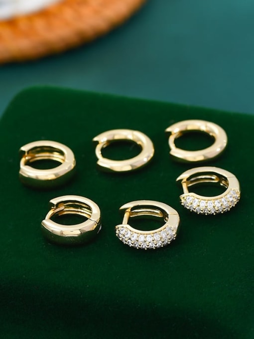 YOUH Brass Cubic Zirconia Geometric Dainty Hoop Earring 1
