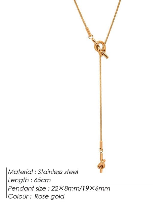 Rose gold Stainless steel Tassel Minimalist Lariat Necklace