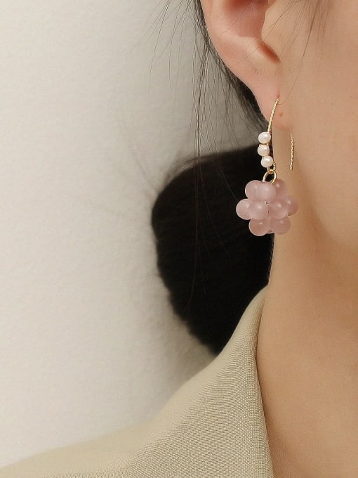 HYACINTH Brass Bead Flower Cute Hook Trend Korean Fashion Earring 1