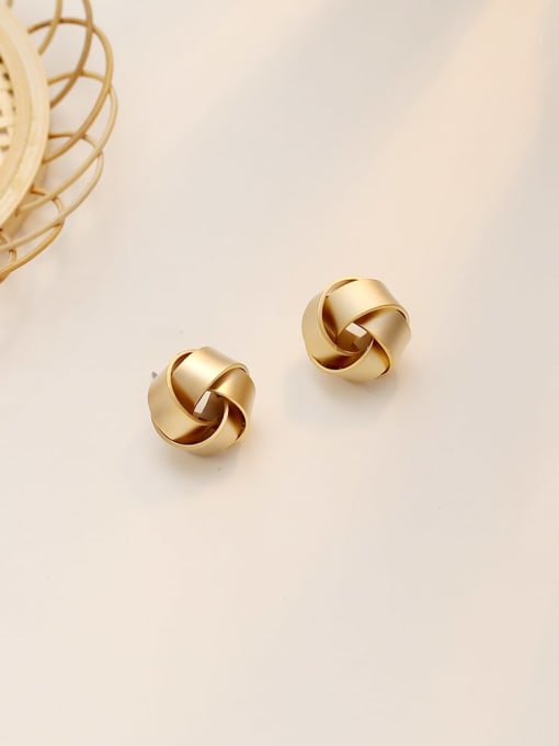 Dumb gold Copper  Hollow Geometric Minimalist Stud Trend Korean Fashion Earring