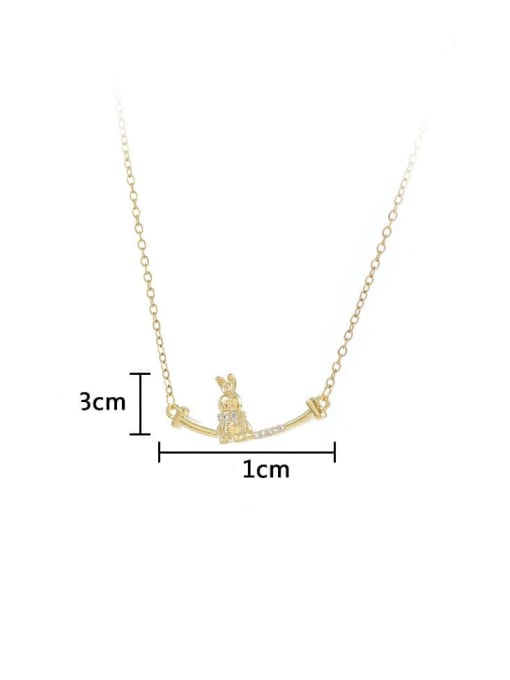 YOUH Brass Cubic Zirconia Rabbit Dainty Necklace 1