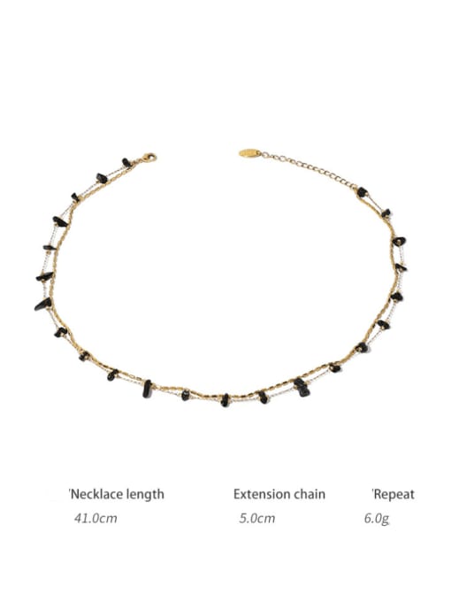 Black Brass Natural Stone Irregular Vintage Multi Strand Necklace