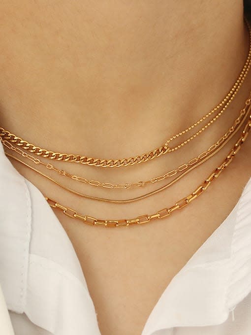 ACCA Brass Geometric Minimalist chain Necklace 1