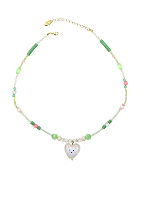 Five Color Brass Natural Stone Multi Color Heart Bohemia Necklace 0