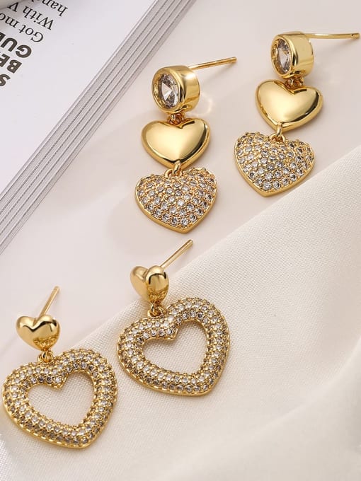 AOG Brass Cubic Zirconia Heart Dainty Stud Earring 1