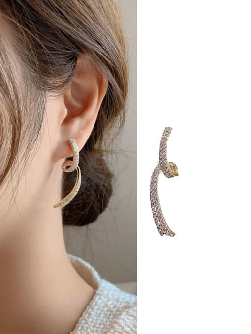 OUOU Brass Cubic Zirconia Irregular Minimalist Stud Earring 1