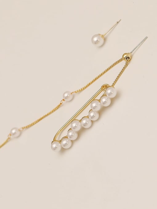 HYACINTH Brass Imitation Pearl Asymmetrical Geometric Vintage Drop Trend Korean Fashion Earring 2