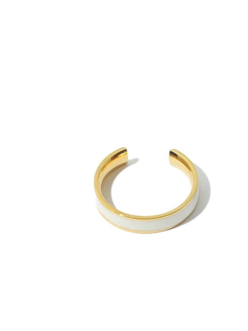 white Titanium Steel Enamel Geometric Minimalist Band Ring