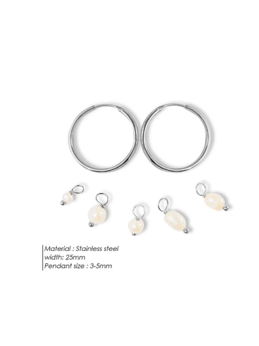 Desoto Stainless steel Imitation Pearl Geometric Minimalist Huggie Earring 4