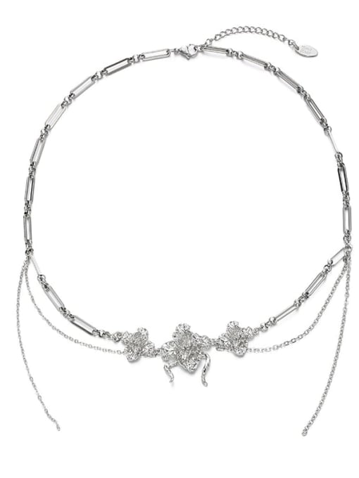 Chain titanium steel Titanium Steel Cubic Zirconia Tassel Trend Necklace