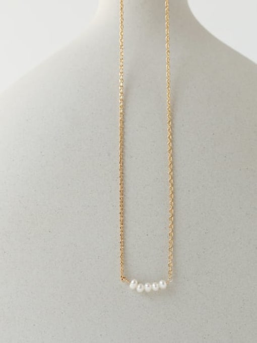 Five Color Brass Freshwater Pearl Irregular Vintage Necklace
