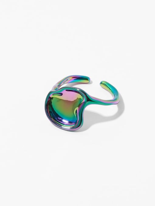 Colorful ring Brass Irregular Geometric Hip Hop Band Ring