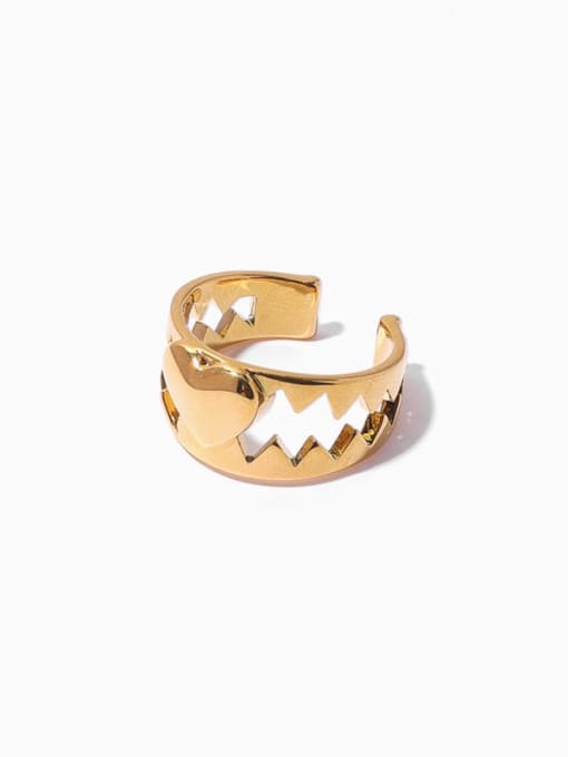Gold (non adjustable) Brass Hollow  Heart Hip Hop Band Ring