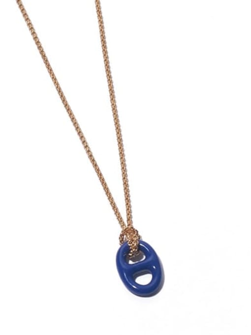 (pre-sale) blue Pendant Necklace Brass Enamel Geometric Minimalist Necklace