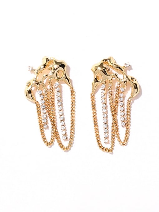 Zircon Tassel Earrings Brass Cubic Zirconia Tassel Trend Earring