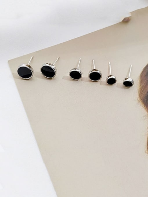 Round white K black Copper Enamel Geometric Minimalist Stud Trend Korean Fashion Earring