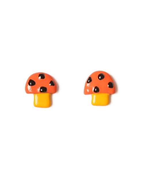 Five Color Alloy Enamel Mushroom Cute Stud Earring 0