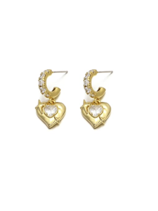 ACCA Brass Cubic Zirconia Heart Vintage Drop Earring 2