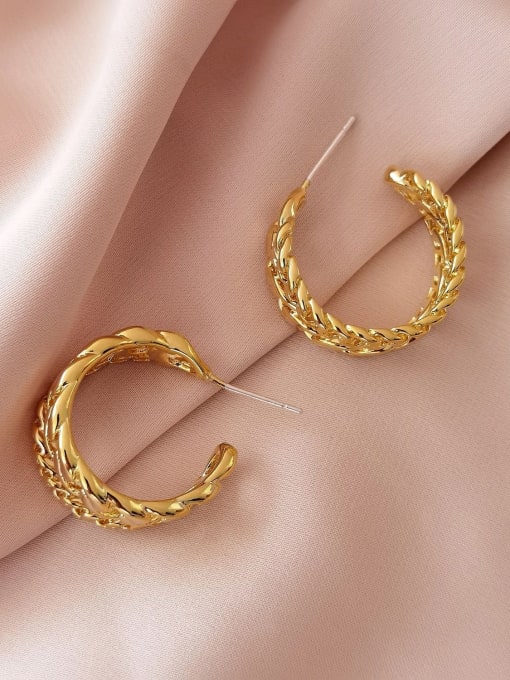 14k gold Brass Cubic Zirconia Geometric Minimalist Stud Earring