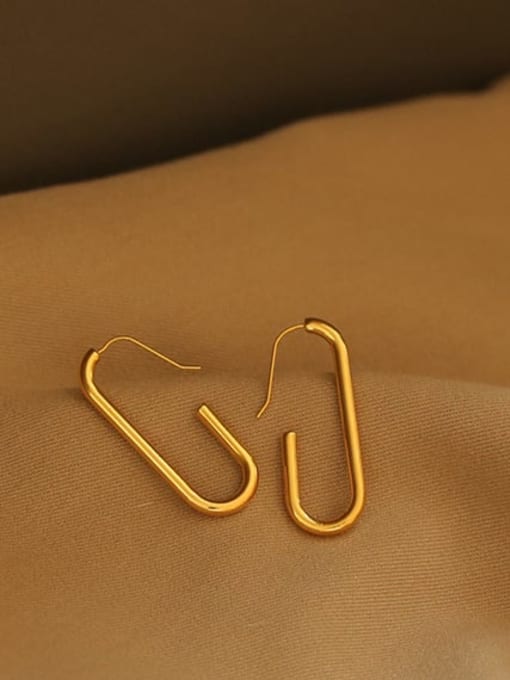 ACCA Brass Smooth Geometric Minimalist Hook Earring 0