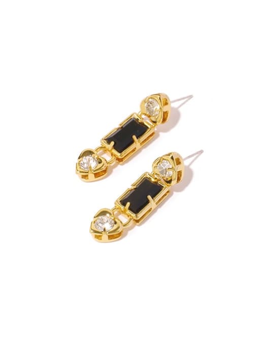 Black K9 Glass Earrings Brass Cubic Zirconia Geometric Hip Hop Drop Earring