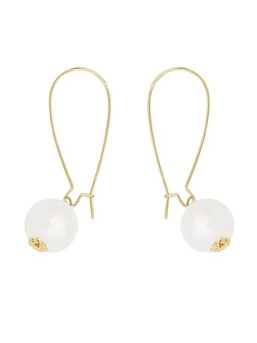 14K gold Copper Imitation Pearl Geometric Minimalist Drop Trend Korean Fashion Earring