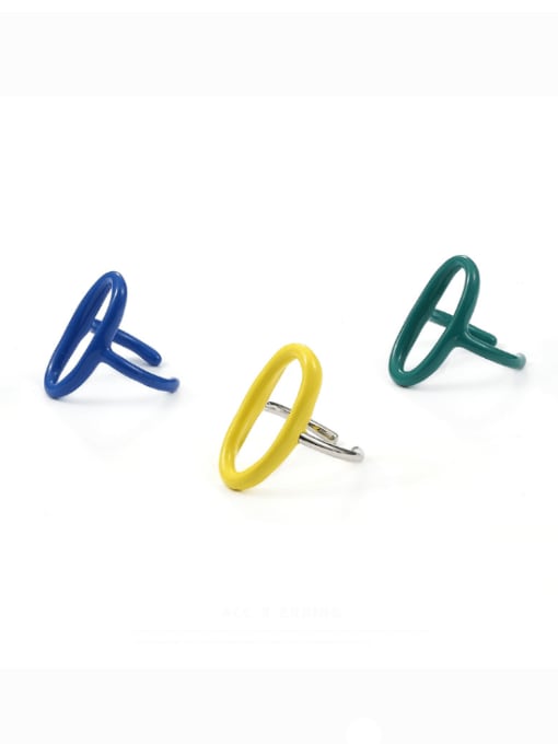 Five Color Zinc Alloy Enamel Geometric Minimalist Band Ring 2