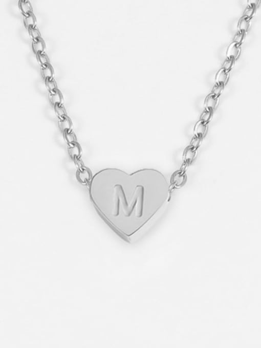 M steel color Stainless steel Letter Minimalist Necklace