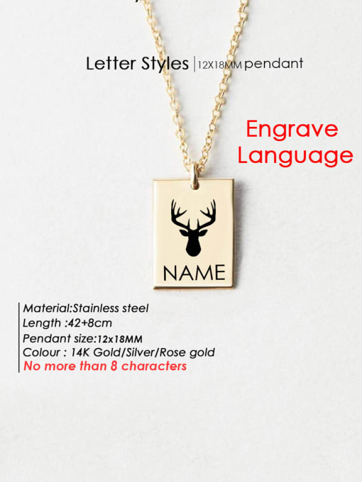 Gold DW 90 Stainless steel  Laser Letter Animal Minimalist Geometry Pendant Necklace
