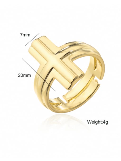 AOG Brass Smooth Cross Minimalist Band Ring 2