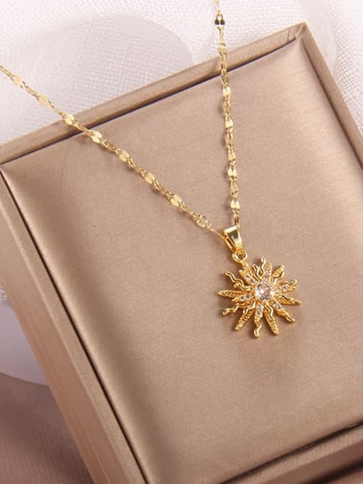 C A218 Brass Trend Cubic Zirconia  Can Rotary Flower Pendant Necklace