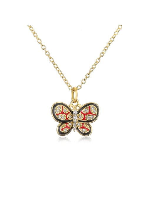 AOG Brass Cubic Zirconia Enamel Heart Vintage Necklace 0